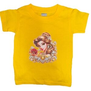 Disney Princess Character Graphic T-Shirt Yellow Kids 2T NEW